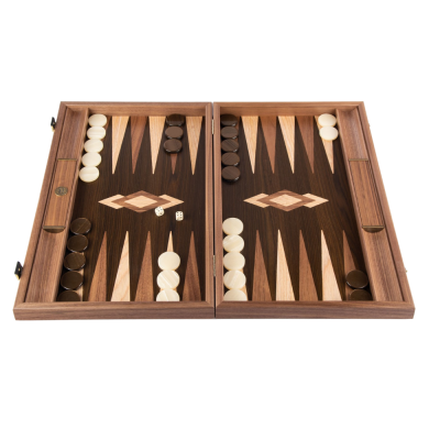 JOGO DE BACKGAMMON EM NOGUEIRA NATURAL