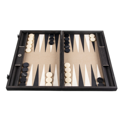 JOGO DE SERPENTE DE BACKGAMMON EM COURO PRETO