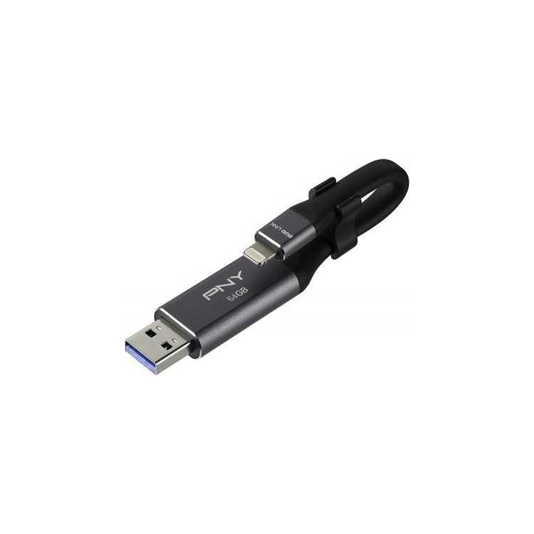CLE OTG USB 3.0 64GB USB A & LIGHTNING NOIR