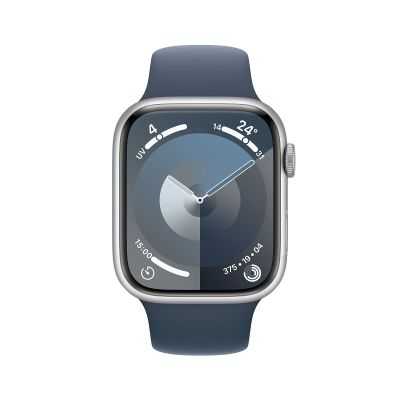 APPLE WATCH SERIES 9 GPS 45MM SILVER ALUMINIUM CASE WITH STORM BLUE S